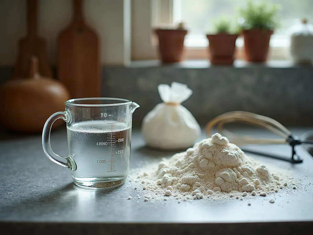 Pâte à pizza sans levure boulangère : la recette qui marche à tous les coups Ingrédients pour pâte à pizza sans levure sur un plan de travail en pierre