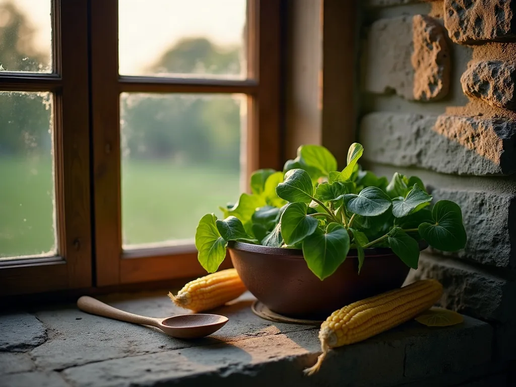 Aliments en M : la liste (enfin complète) qui va réveiller votre garde-manger Mâche et épis de maïs posés sur un rebord en pierre au crépuscule