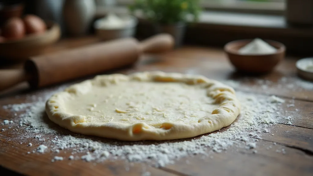 Pâte à pizza sans levure boulangère : la recette qui marche à tous les coups Pâte à pizza sans levure boulangère étalée à la main sur un plan de travail en bois