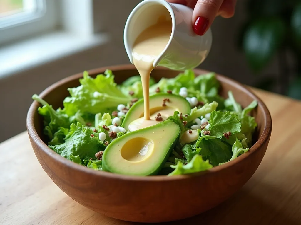 Vinaigrette sans vinaigre : les alternatives qui valent vraiment le coup Salade verte assaisonnée d'une vinaigrette sans vinaigre au citron et à l'avocat