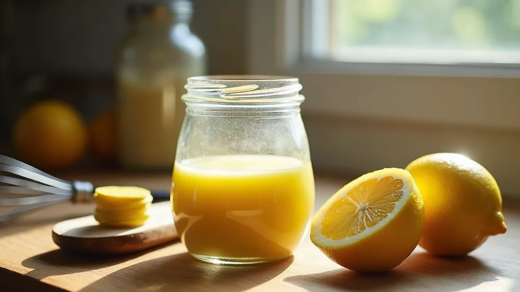 Vinaigrette sans vinaigre : les alternatives qui valent vraiment le coup Vinaigrette sans vinaigre préparée avec citron et moutarde sur un plan de travail