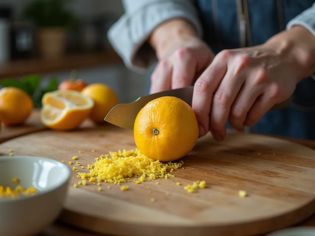 Yuzu coupé en tranches sur une planche en bois
