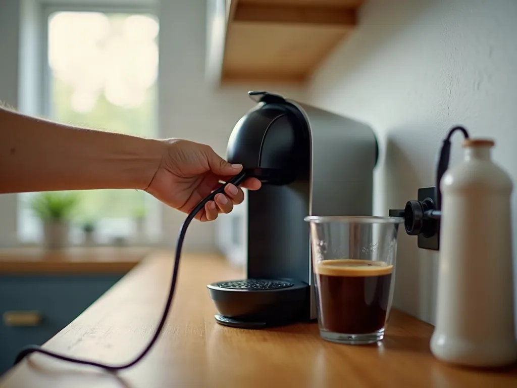Débranchement d'une machine à café capsules pour réinitialisation