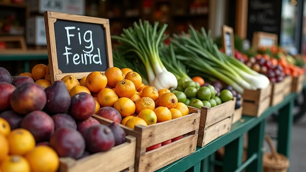 Aliments en F : la liste (enfin complète) pour cuisiner sans sécher Étal de marché avec figues et fenouils frais en plein jour